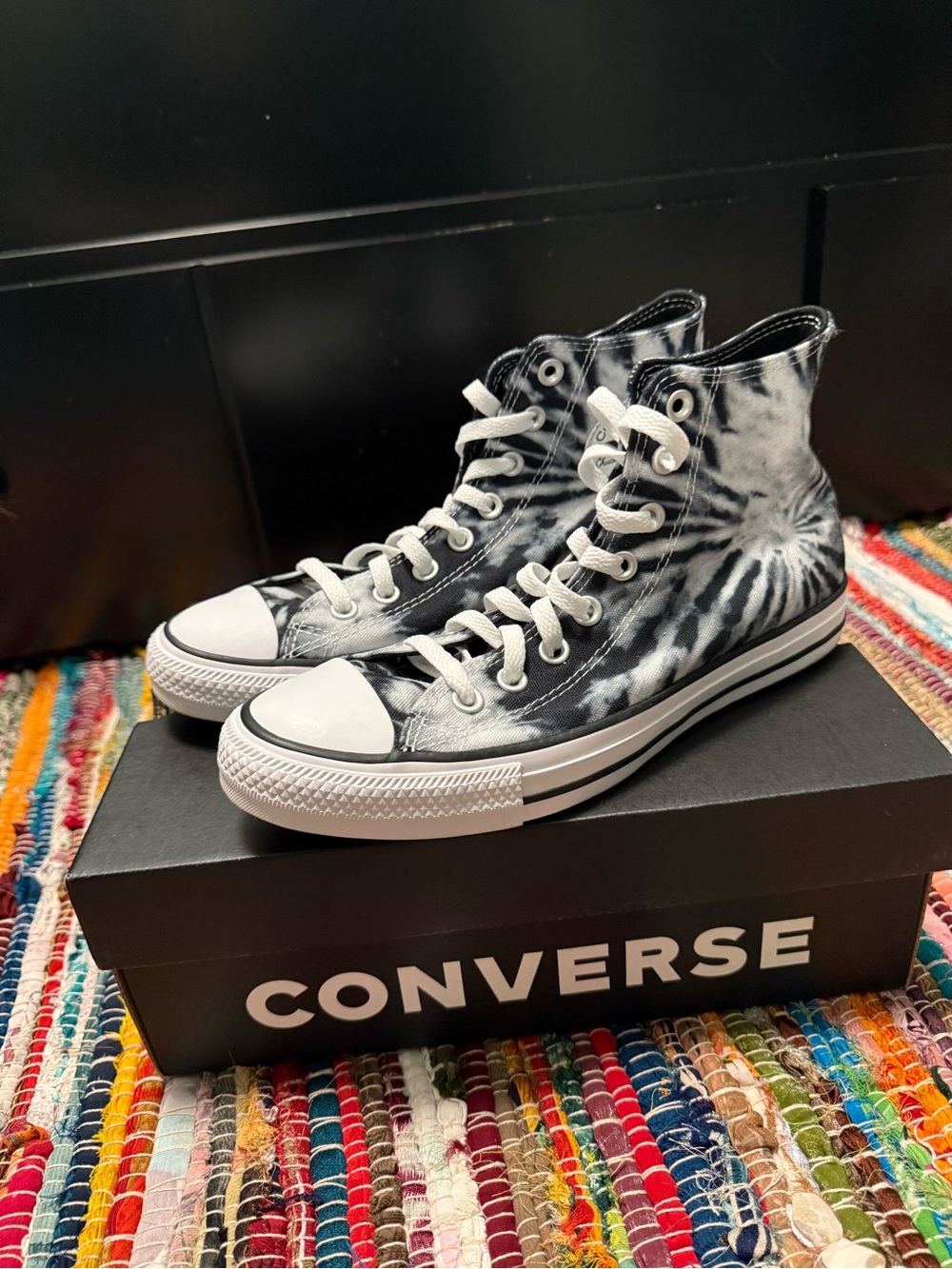 Converse High Top Tie-Dye Sneakers - Black & White